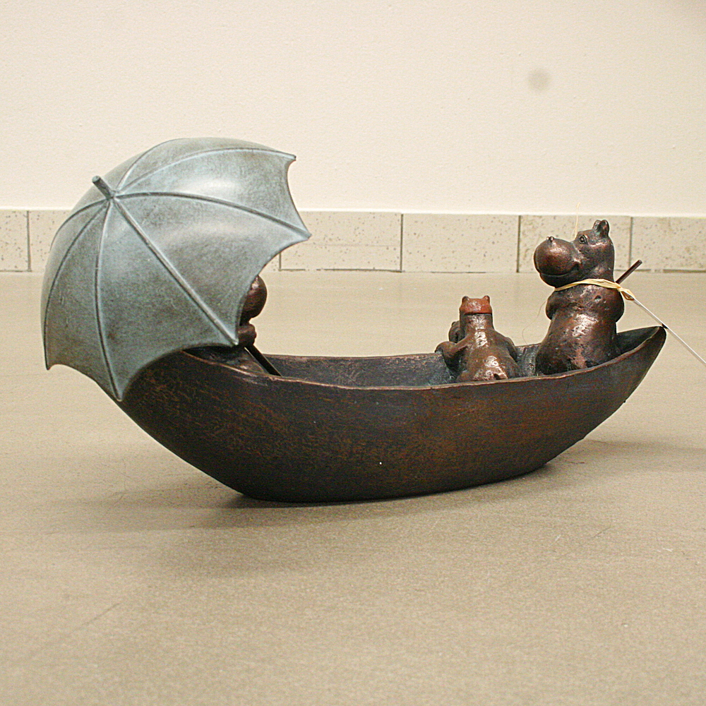 Deko-Objekt Vogeltränke Hippo Family Polyresin ca.45cm lang
