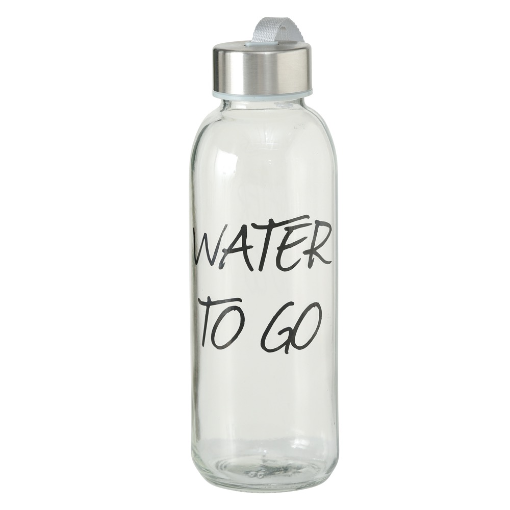 Trinkflasche To Go 3sort. 420 ml Spülmaschinengeeignet H 20 cm Glas