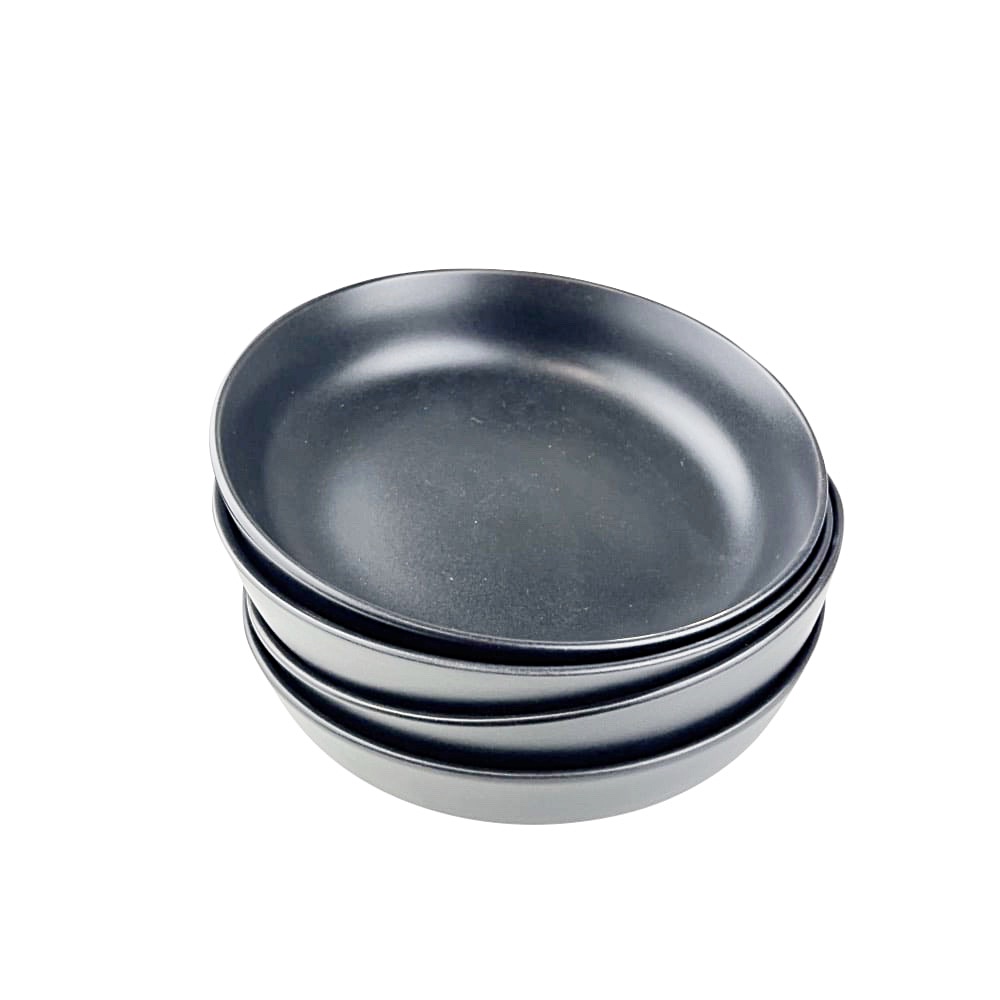 4x Suppenteller Nordic Kitchen aus Steingut in Schwarz matt