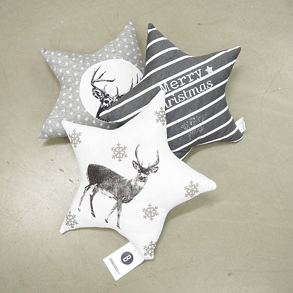 Deko-Kissen-Set 3-tlg. Grey Stars Gefüllt ca. D40cm