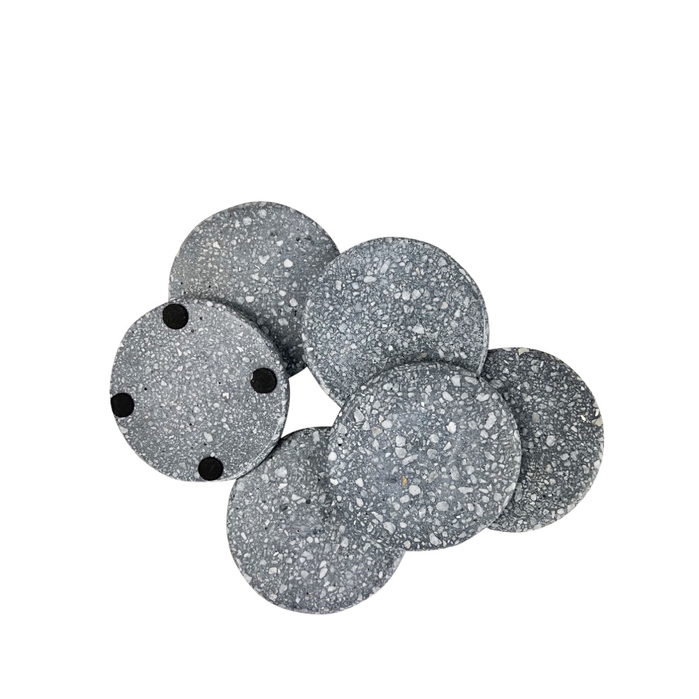 6x Terrazzo-Untersetzer Shary Steingut Grau Unikat