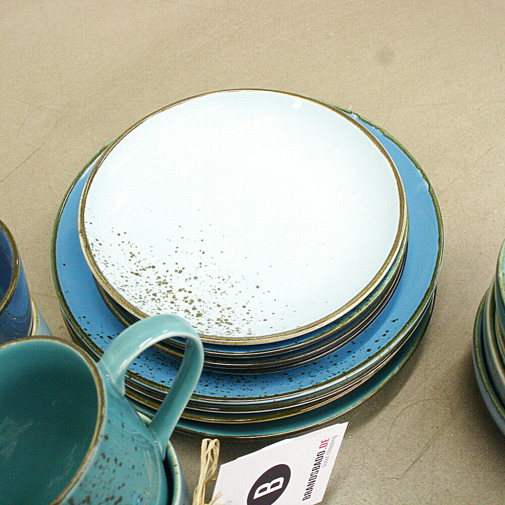 CREATABLE Geschirr Set 16-tlg. Viva blau 4 Personen Steingut