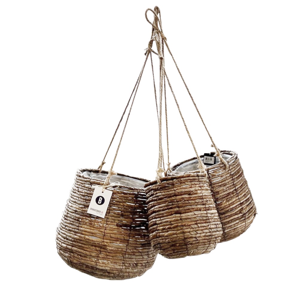 Blumenampel-Set Santo Innenfolie 3teilig Bananenblatt