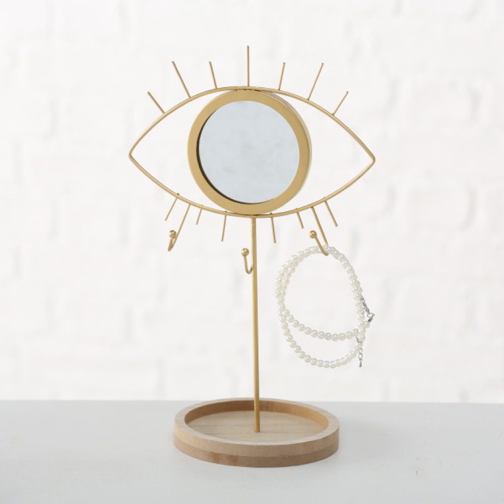 Schmuckhalter Eye H 32cm MDF Eisen lackiert Einfarbig Gold Deko-Objekt