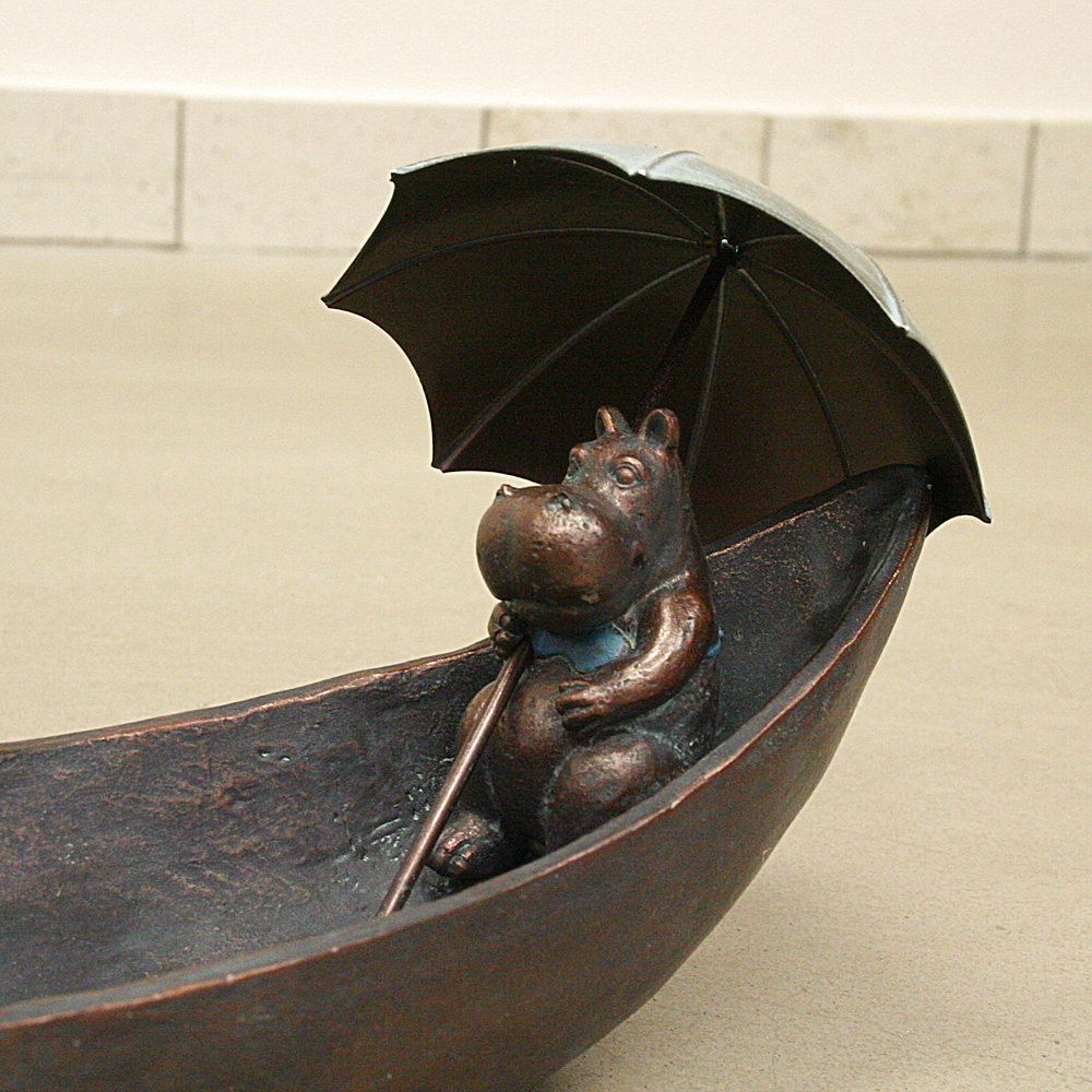 Deko-Objekt Vogeltränke Hippo Family Polyresin ca.45cm lang