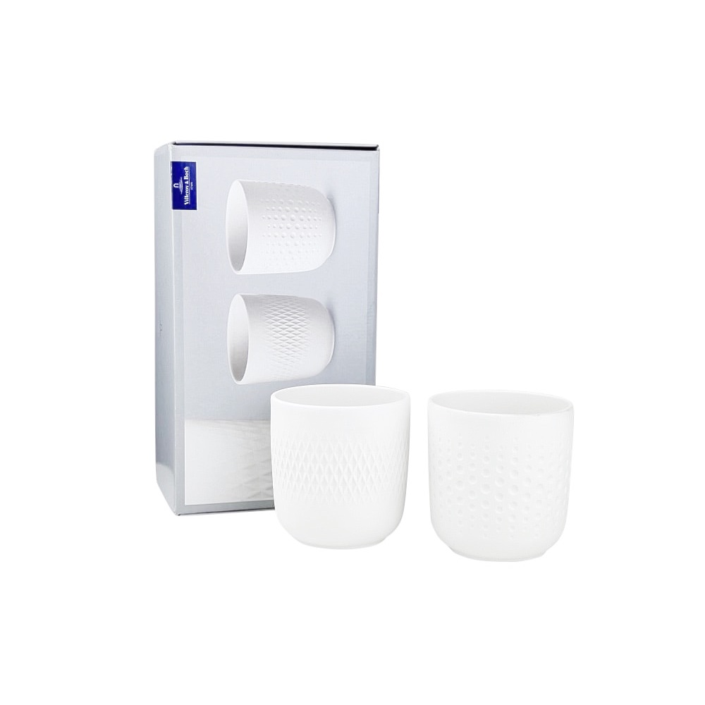 Becher Manufacture Collier mit Strukturmuster 2er-Set Weiß 290 ml