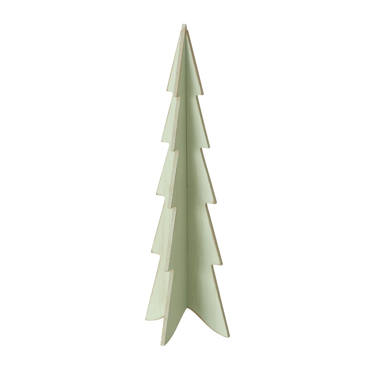 1x Dekoaufsteller Weihnachtsbaum Dunkelgrün Hellgrün Creme XMAS