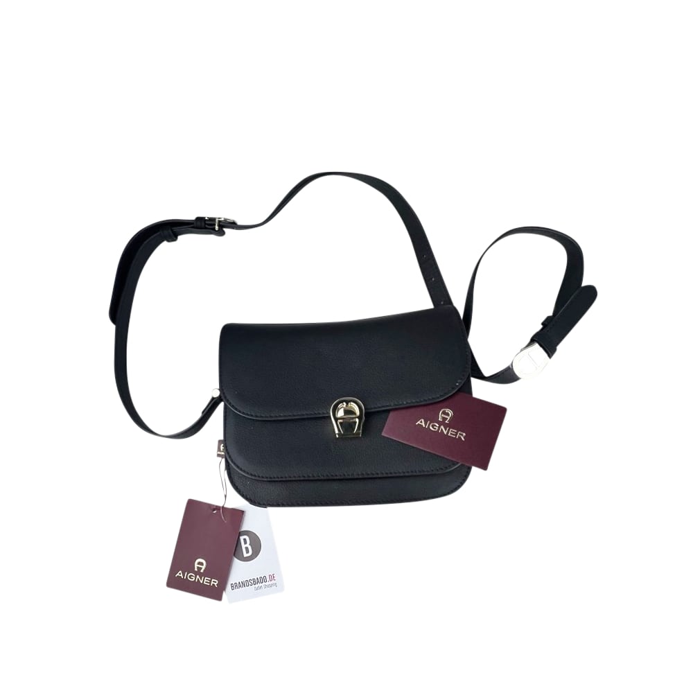 Leder-Umhängetasche Mariella genarbtes Rindsleder schwarz