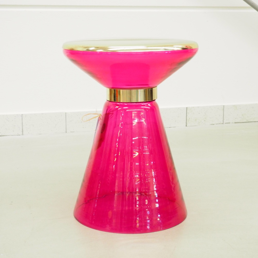 Beistelltisch Jasmin Glas Metall Goldfarben Transparent Pink Ø 36x46 cm