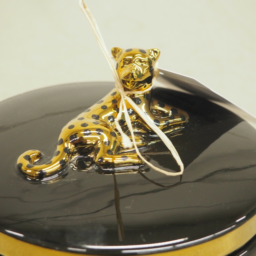 Deko Dose Gepard schwarz gold ø14 cm