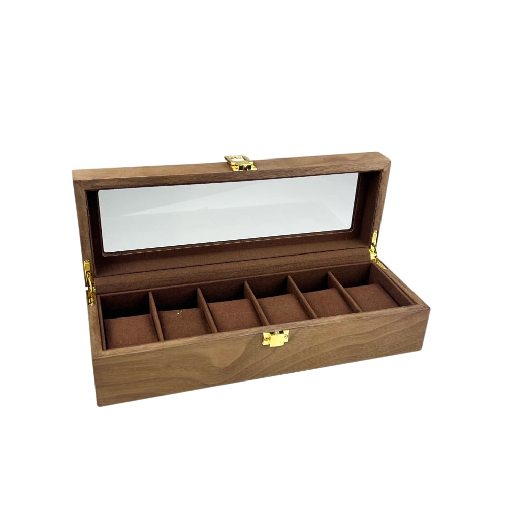 Uhrenbox Walnuss Design 6 Fächern