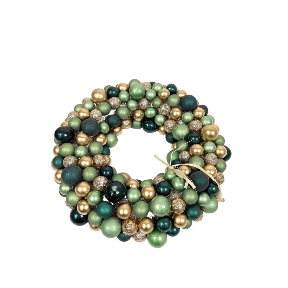 Deko-Kranz Festivity Ø 25 cm H 6 cm Grün Goldfarben