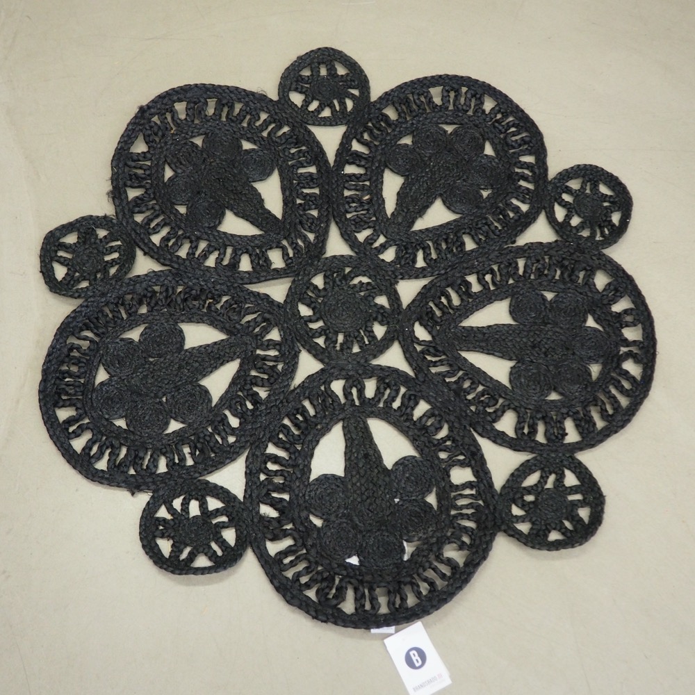 Juteteppich schwarz ø 90 cm