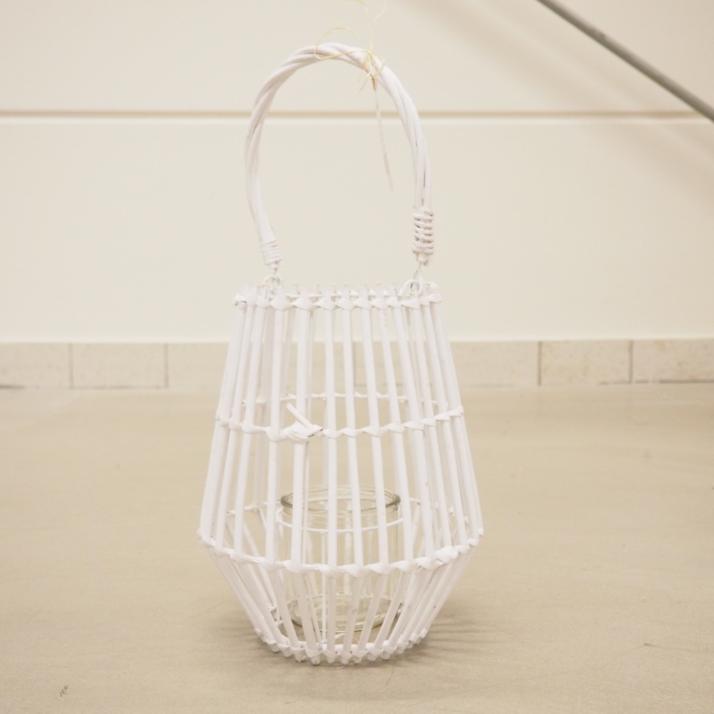 Bambus Laterne Balu weiß Deko-Objekt Glas Ø 30 x H 33 cm