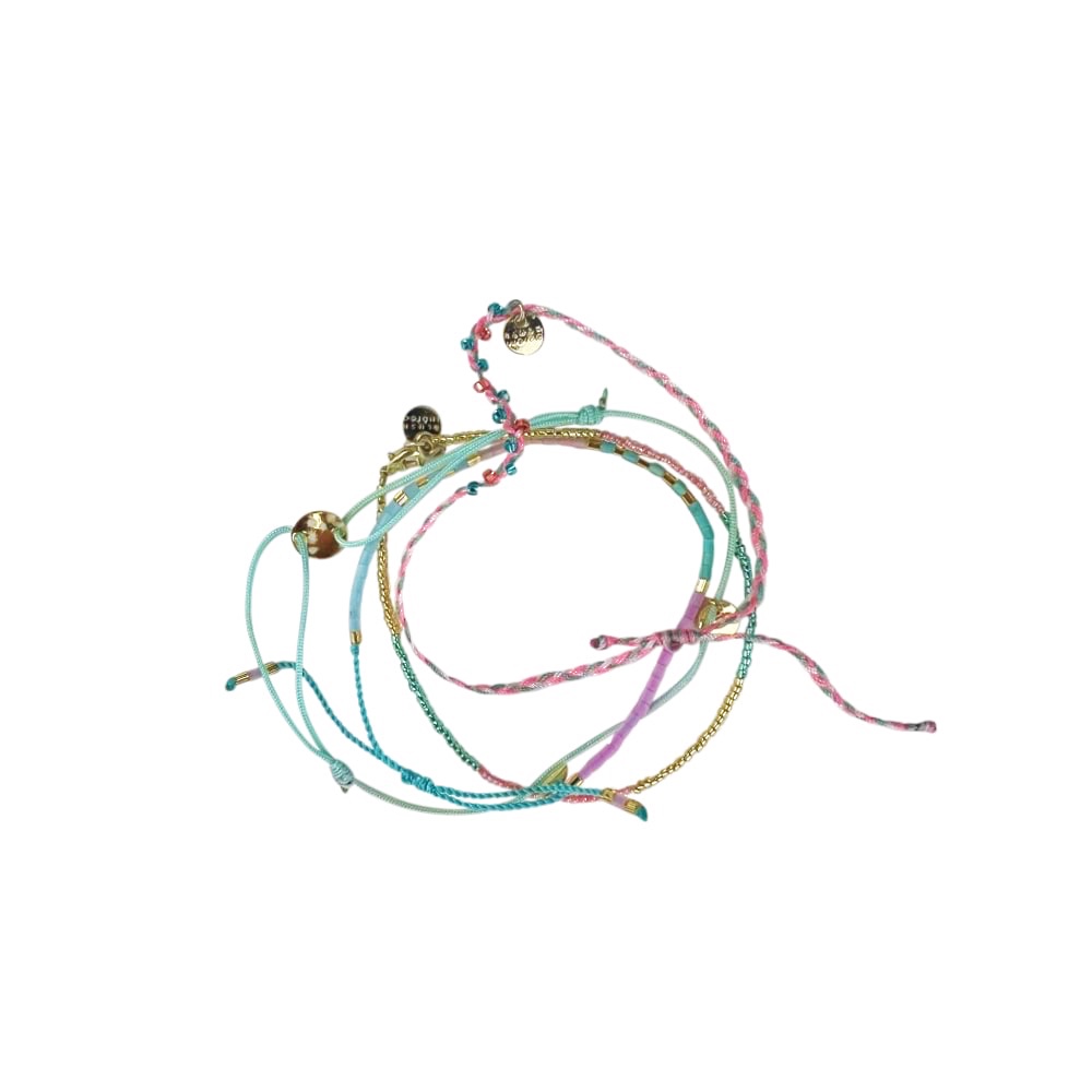Armband-Set Leaf Green 4-tlg. Messing Glas Mehrfarbig