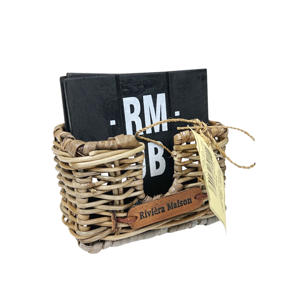 5-tlg. Handbemaltes Unteresetzer-Set RM Club 48  Natur Schwarz