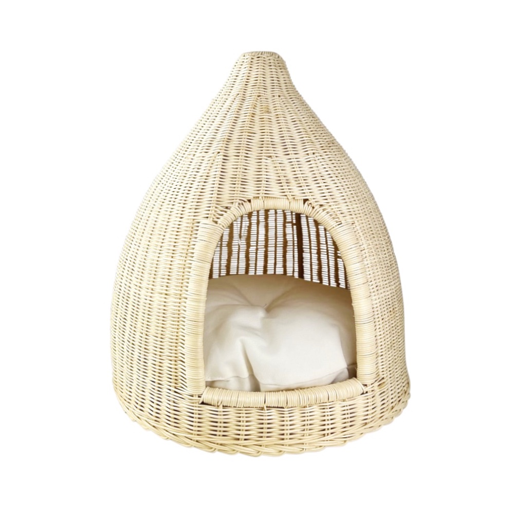 Haustierbettchen ca. 45 x 45 x 57 cm natürliches Rattan