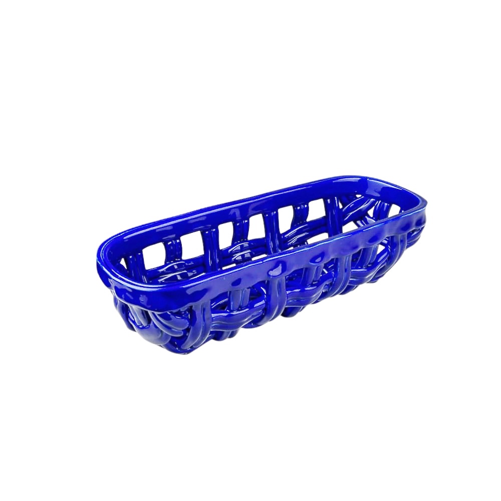 Aufbewahrungskorb Baguette Steingut blau Brotkorb