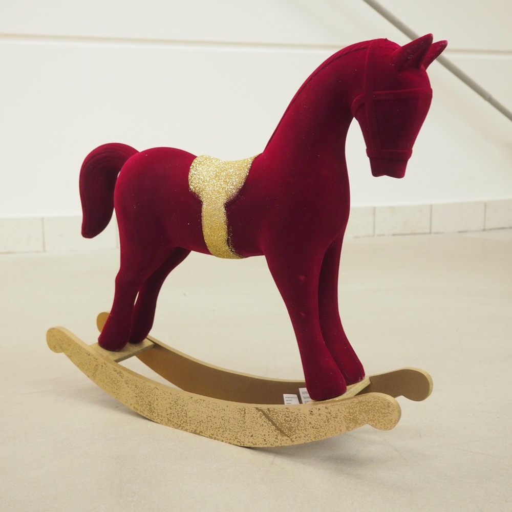 Deko-Figur Schaukelpferd Gingar L44xB9xH42cm weinrot gold