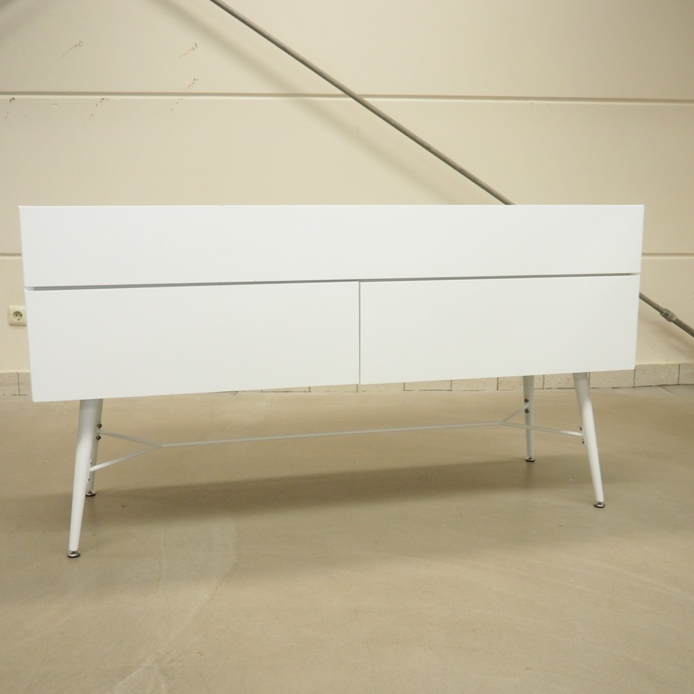 Konsole Board weiß Vitrinenschublade Scandi B140xT45xH75cm