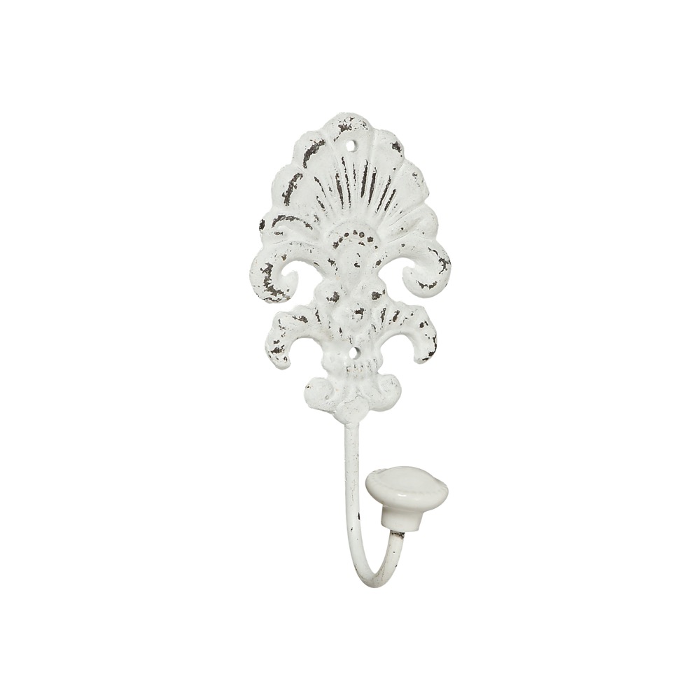 4x Garderobenhaken Ivy H17cm Eisen Weiß Shabby Set