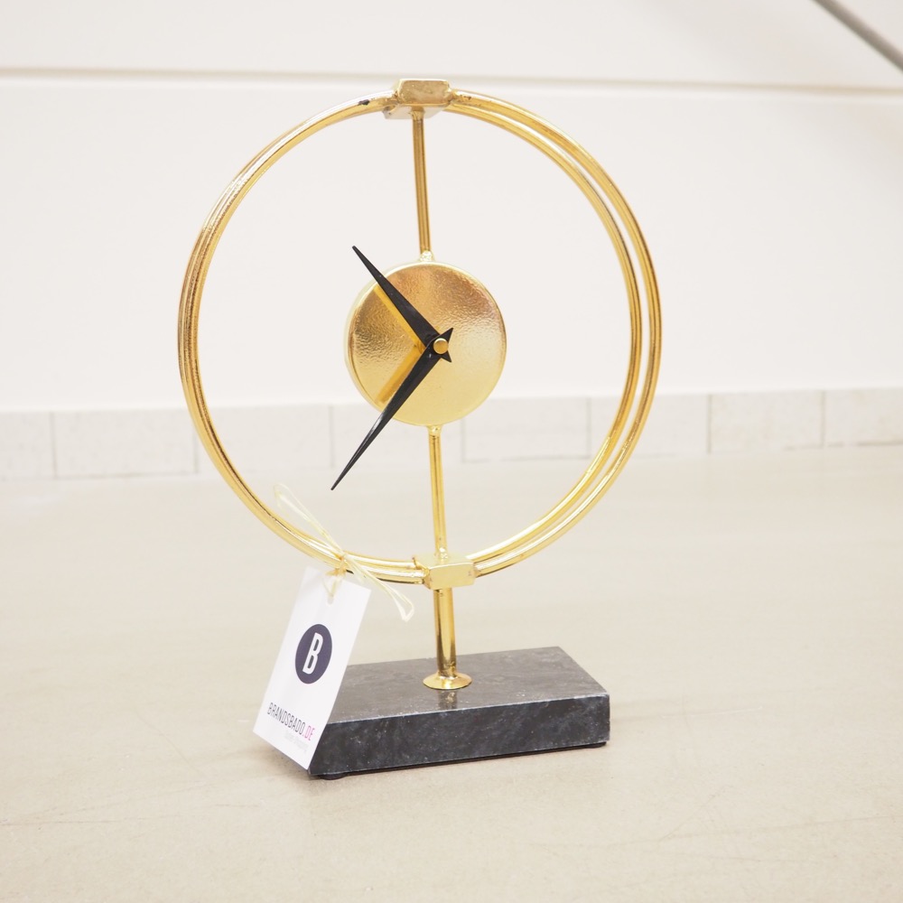 Tisch-Uhr Ashley Eisen Marmor 25x32x8 cm goldfarben