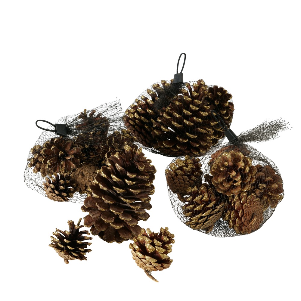 Dekostreu Meluna 3 sort. Holz Zapfen Naturstoff Glitzer Natur Farbmix