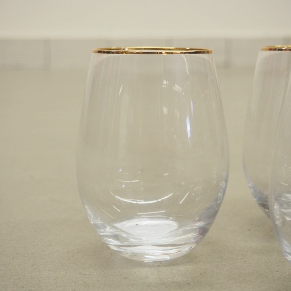 4x Wassergläser Chloe in Transparent mit Goldrand