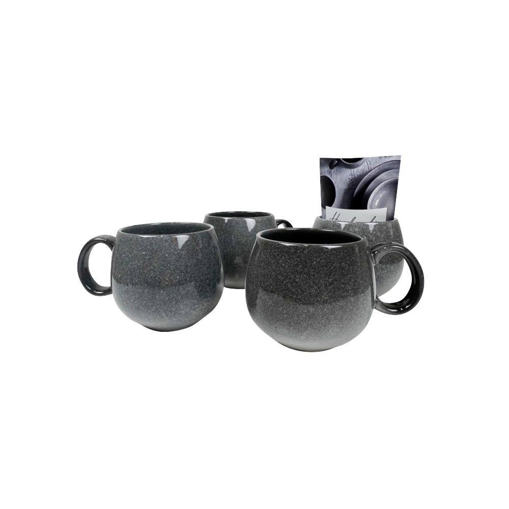 4x Tassen Kaffeebecher Misty Cliff Steingut mikrowellengeeignet