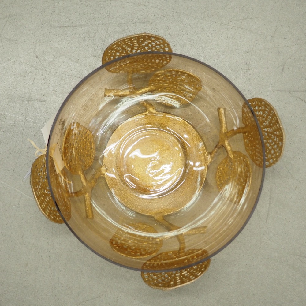 Deko-Schale Aline Metall Glas Ornament goldfarben