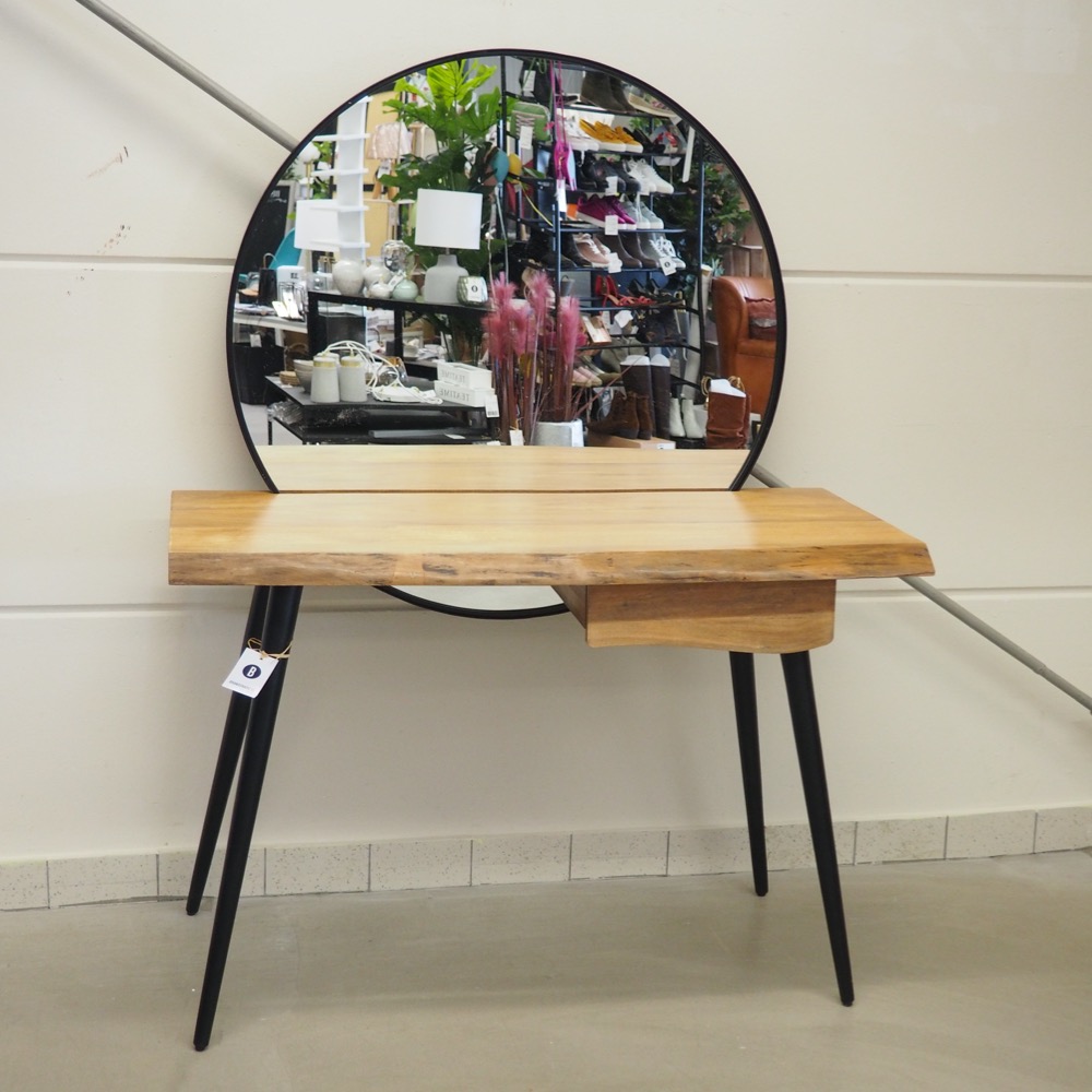 Schminktisch B 120 x T 52 x H 162 cm Mangoholz Spiegel