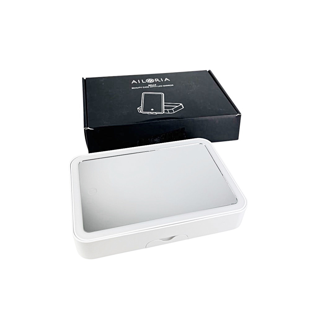 Kosmetik-Aufbewahrungsbox Belle LED-Spiegel 2-tlg. Weiß