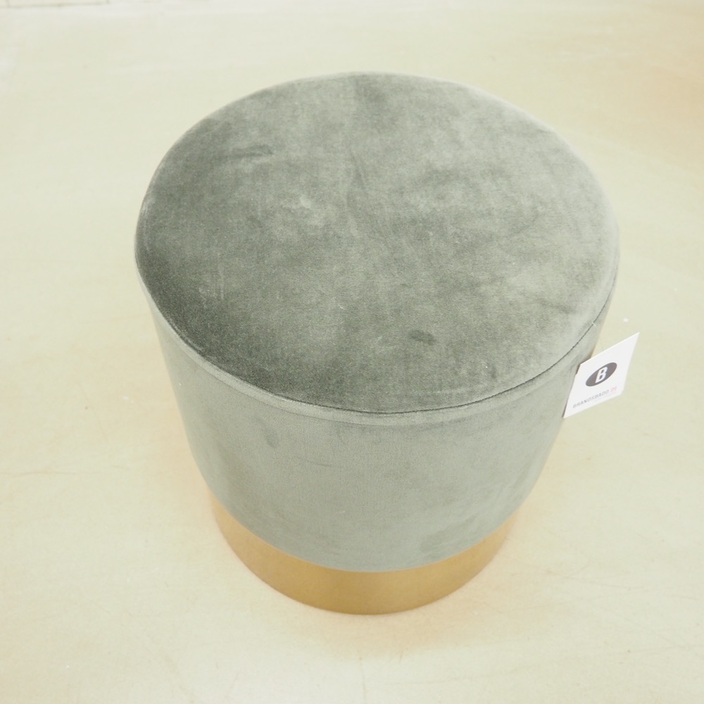 Samt Hocker Harlow grau/goldfarben Ø 38 cm H 42 cm Deko