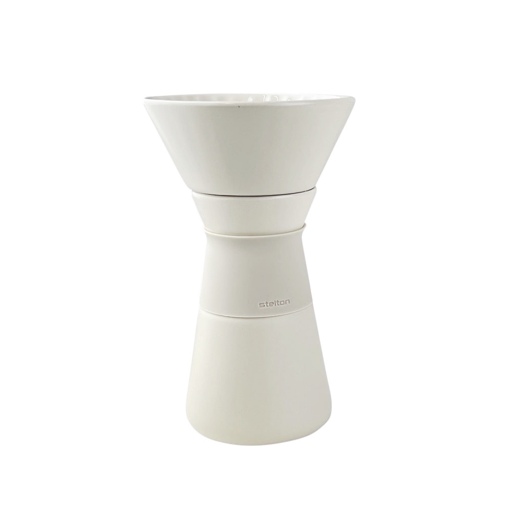 Kaffeebereiter Theo Cremefarben matt Steingut Bambus 600 ml