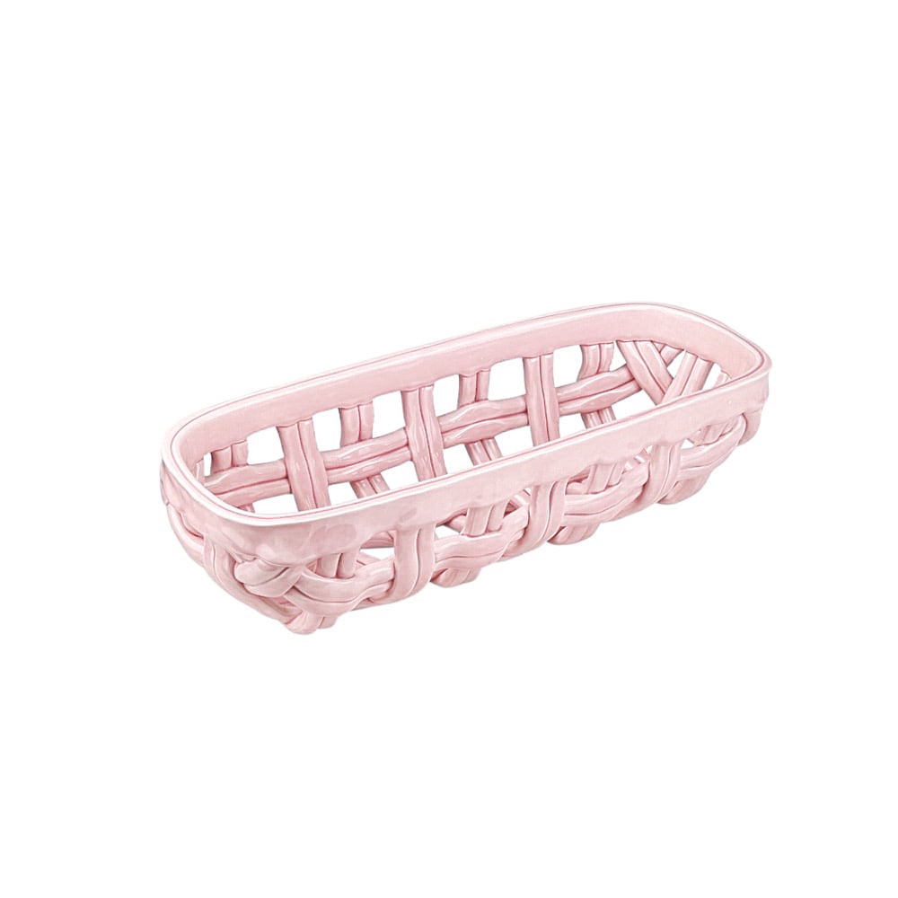 Aufbewahrungskorb Baguette Steingut Rosa