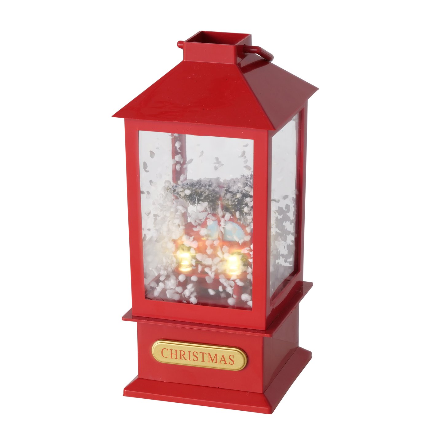 1x LED-Dekoaufsteller Navidad 2 sort. H 20 cm Kupfer Plastik Rot