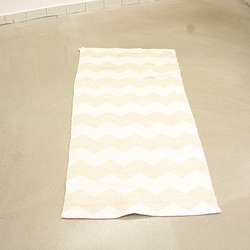 Handgewebter In- und Outdoor-Teppich Bora 80 x 150 cm Zickzack creme