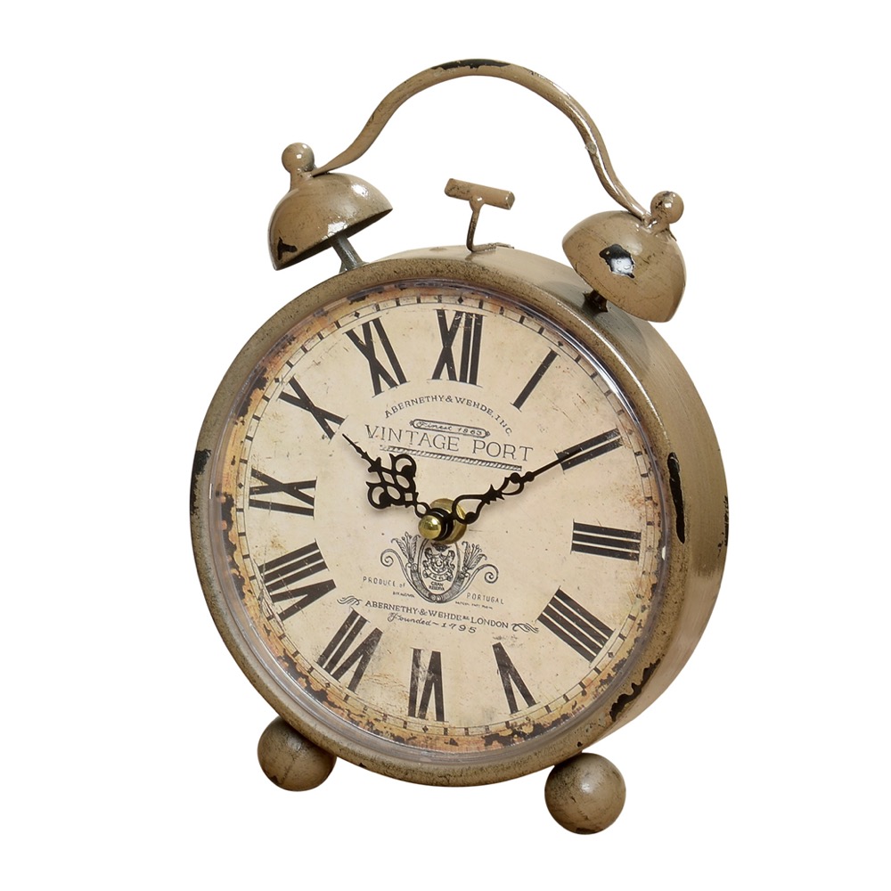 Tischuhr Orleans Analog H 13cm Eisen Beige Schwarz Braun Patina