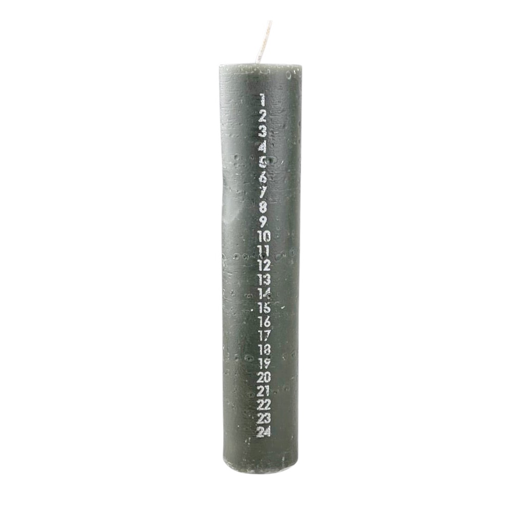 Adventskalenderkerze Calendar Grape Leaf-Silber Ø 5 x H 25 cm