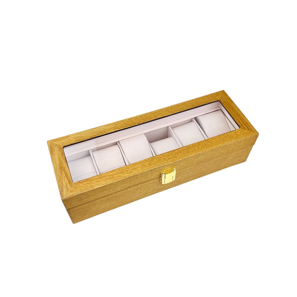 Uhrenbox Esche Hell Design 6 Fächern