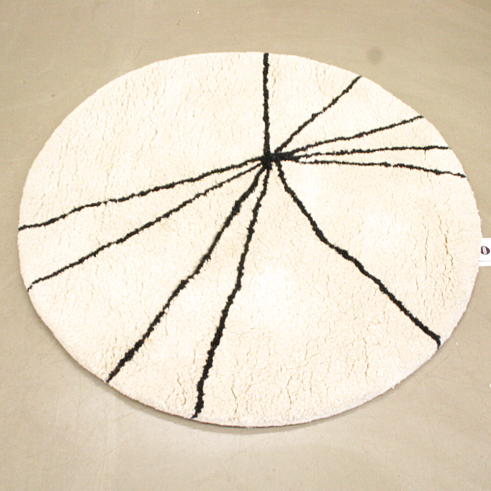 Teppich Wolle Ø ca. 120 cm creme schwarz rund