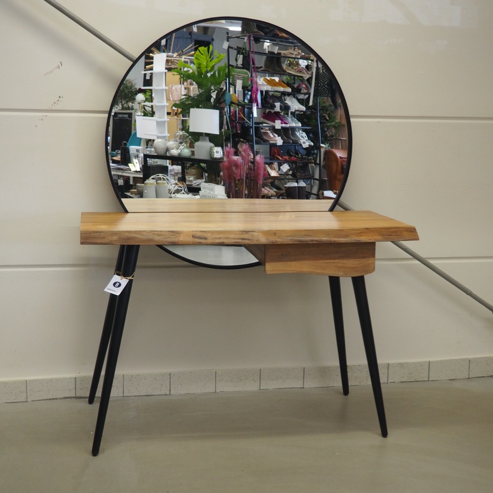 Schminktisch B 120 x T 52 x H 162 cm Mangoholz Spiegel