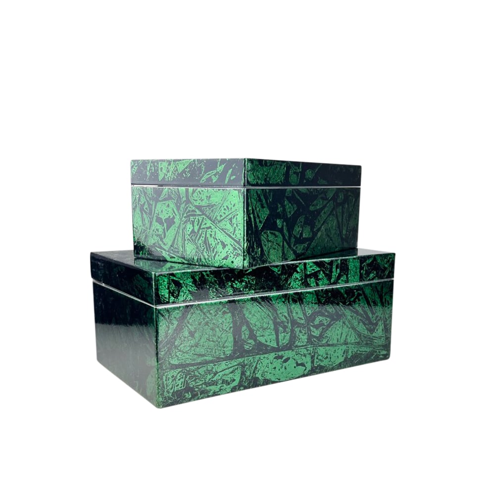 Aufbewahrungsbox-Set Ilona 2-tlg. Geschenk Deko Grün Schwarz