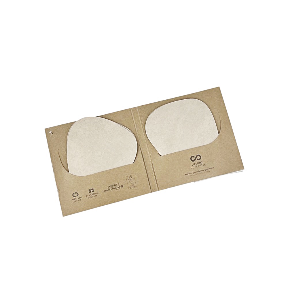Asymmetrische Leder-Untersetzer Curve 4 Stück Sand 11 x 13 cm