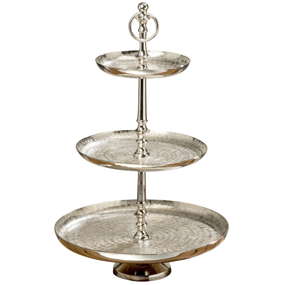Deko-Etagere Detroit H 48cm Aluminium Silber 3 Etagen Vintage