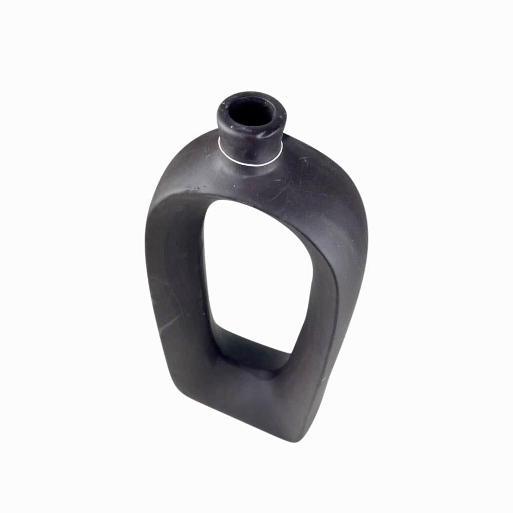 Handgefertigter Kerzenhalter Sotorande Ø 14 cm H 35 cm Schwarz