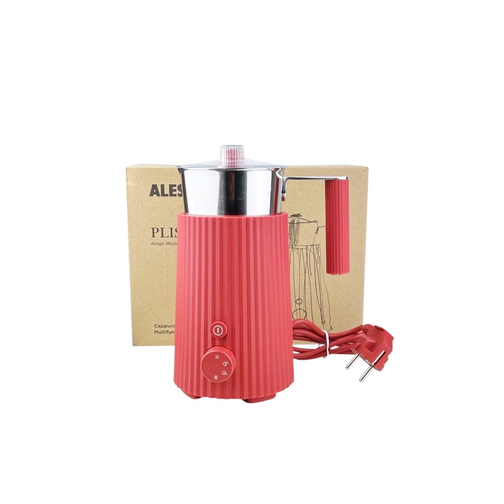 Milchaufschäumer Plissé rot Edelstahl 18/10 B 17 x H 23 cm 350 ml