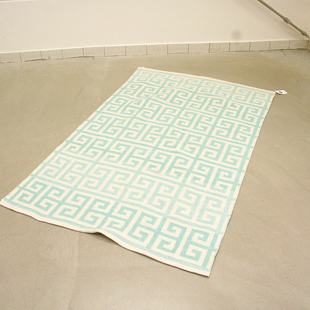 Handgewebter In- und Outdoor-Teppich Mykonos 120 x 180 cm türkis creme