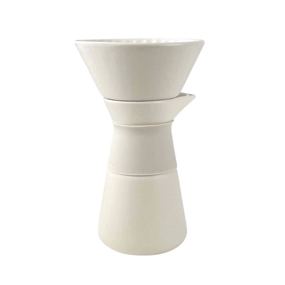 Kaffeebereiter Theo Cremefarben matt Steingut Bambus 600 ml