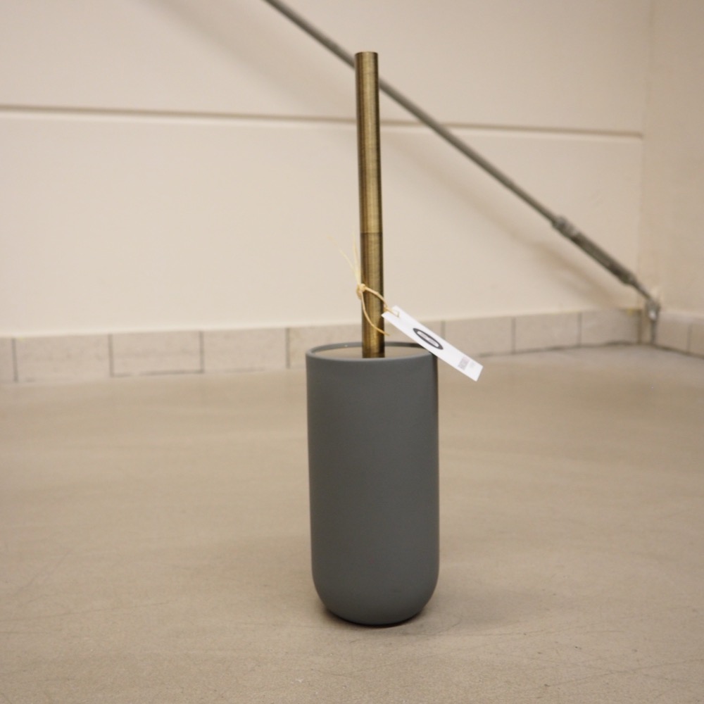 Toilettenbürste Lotus grau Keramik-Behälter Ø10xH21cm Metall gold